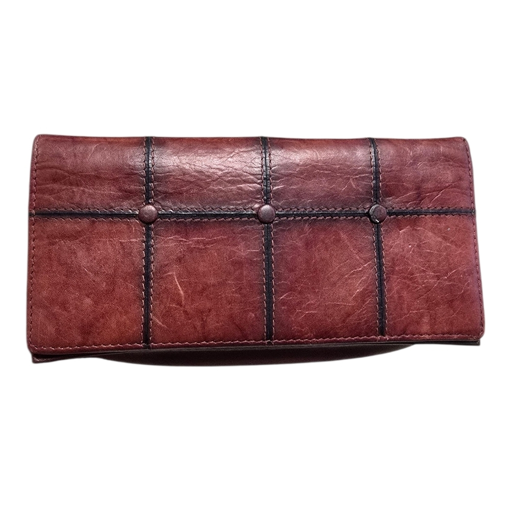 Brown Leather Accordion Wallet with Multiple Card Slots